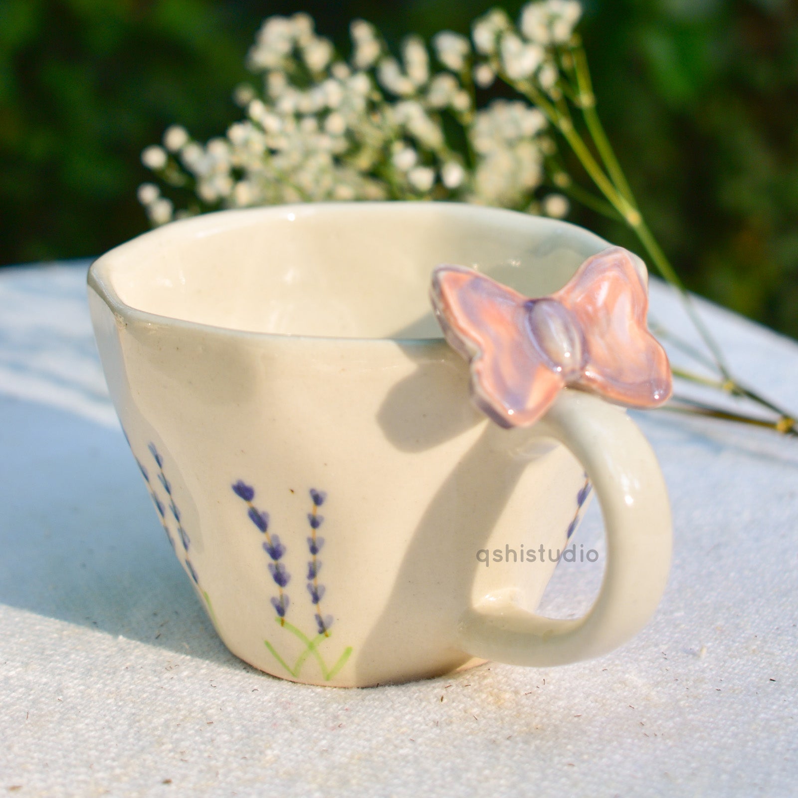 Ceramic Coffee Mug - Lavender Butterfly