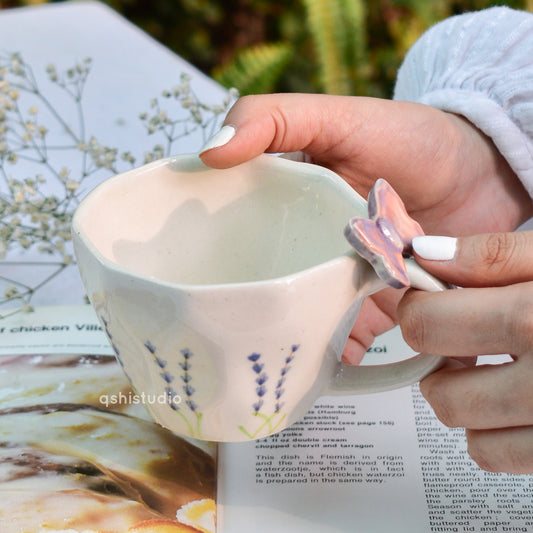 Ceramic Coffee Mug - Lavender Butterfly