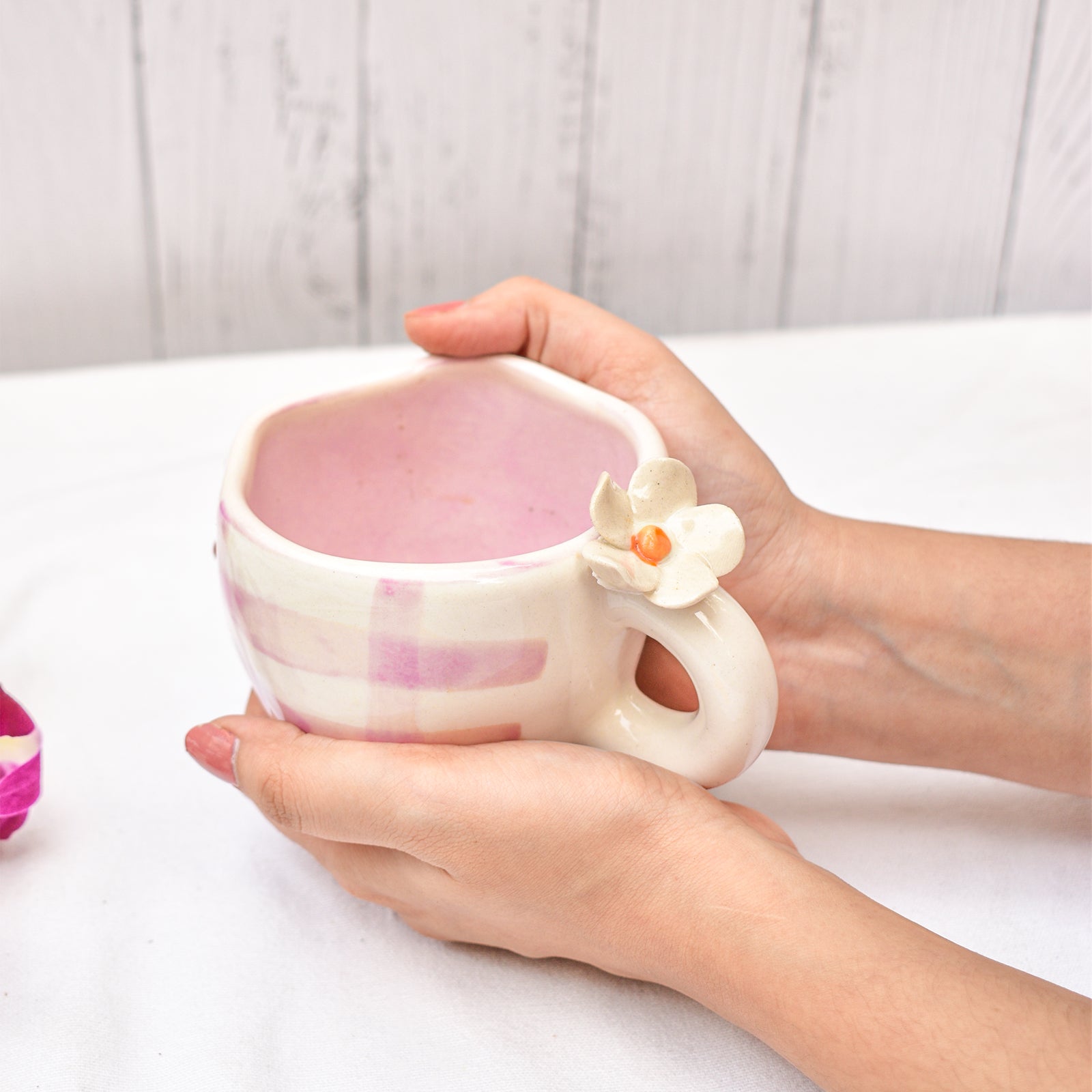 Handmade Ceramic Cups - Daisy Purple