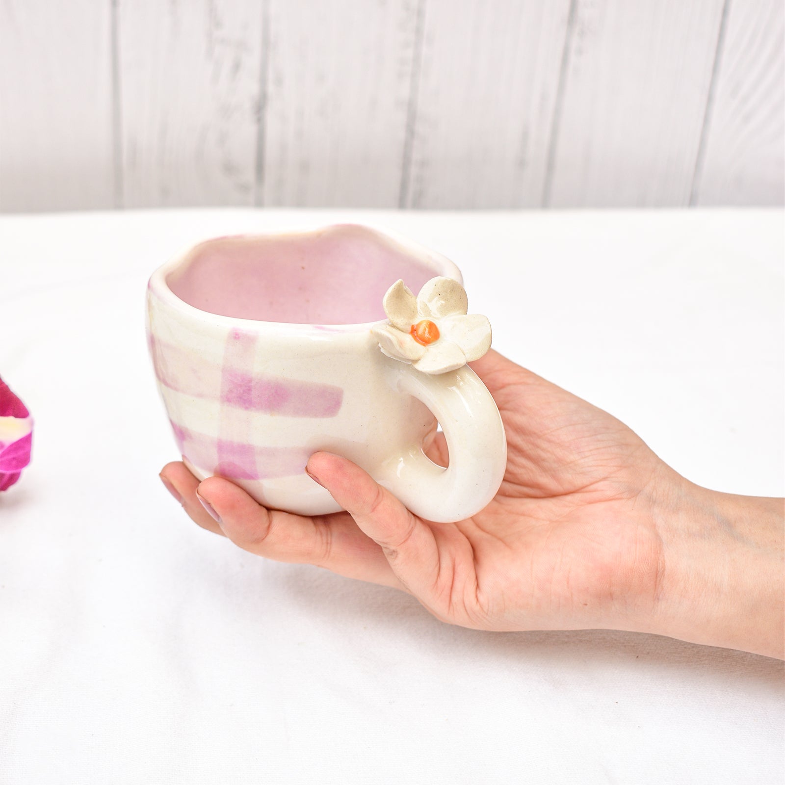 Handmade Ceramic Cups - Daisy Purple