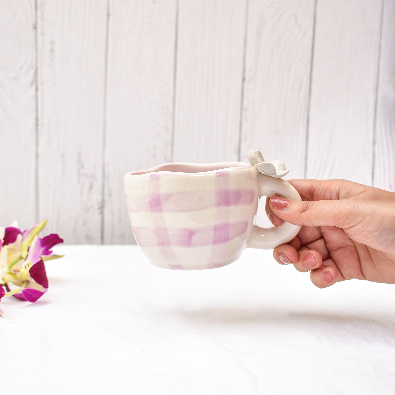 Handmade Ceramic Cups - Daisy Purple