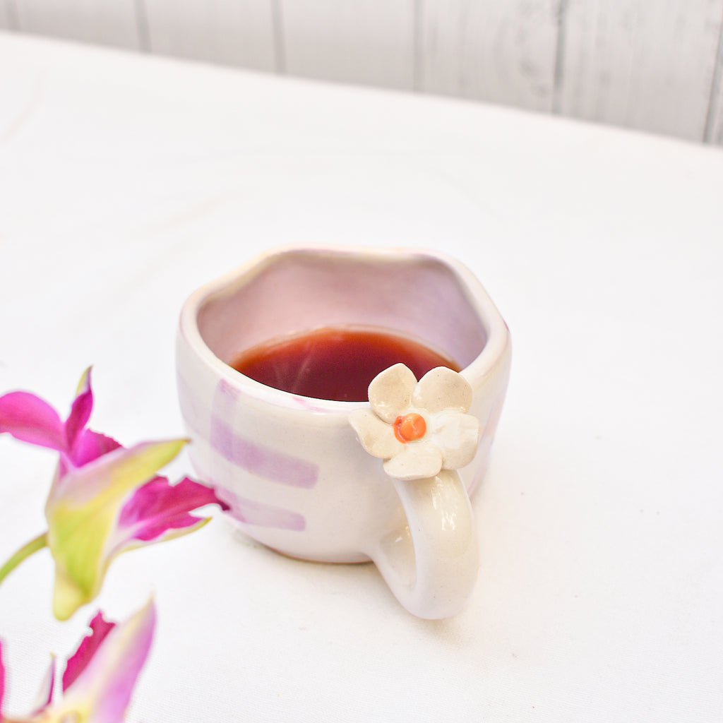 Handmade Ceramic Cups - Daisy Purple