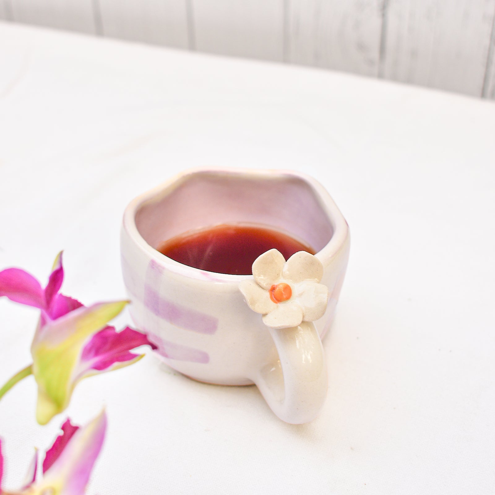 Handmade Ceramic Cups - Daisy Purple