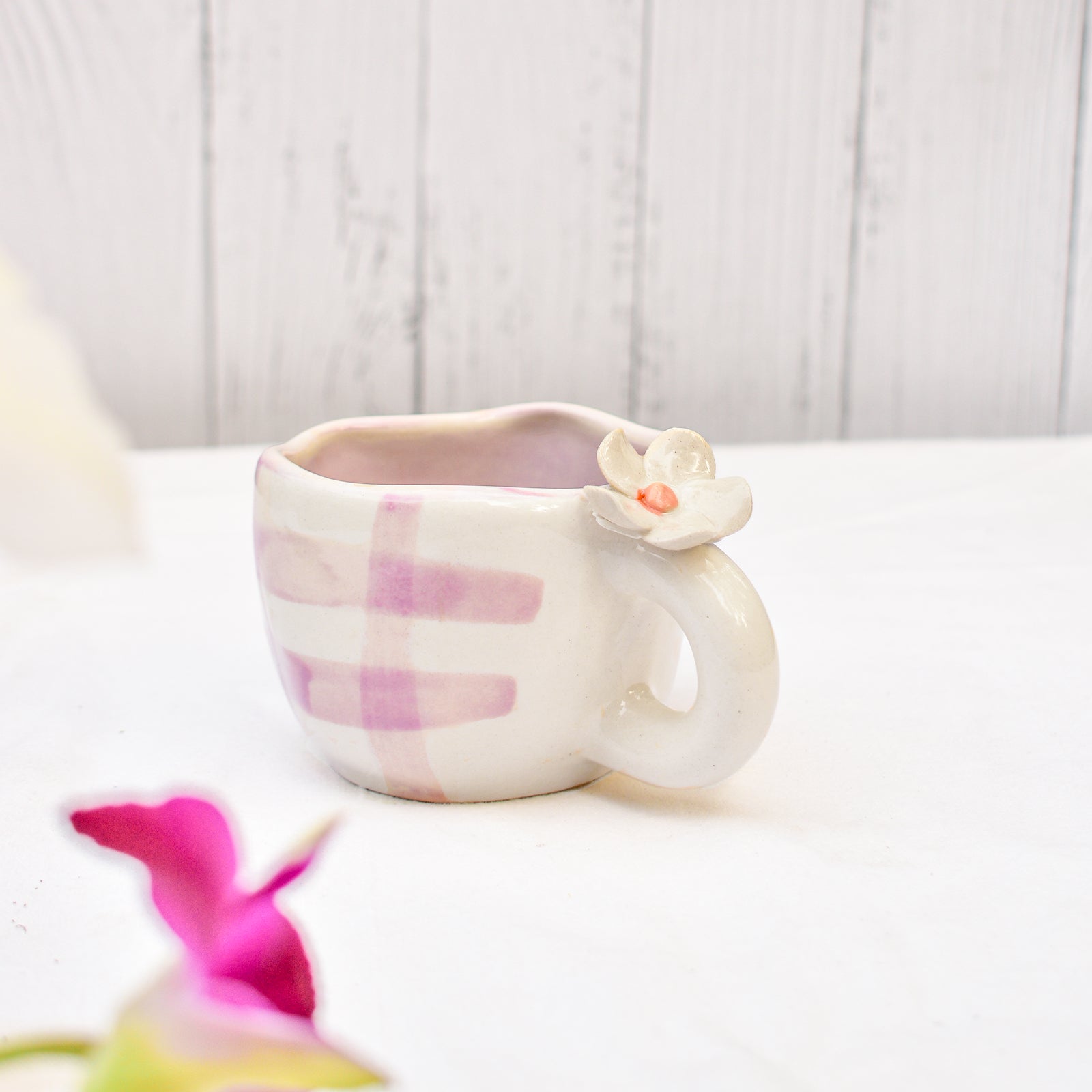 Handmade Ceramic Cups - Daisy Purple