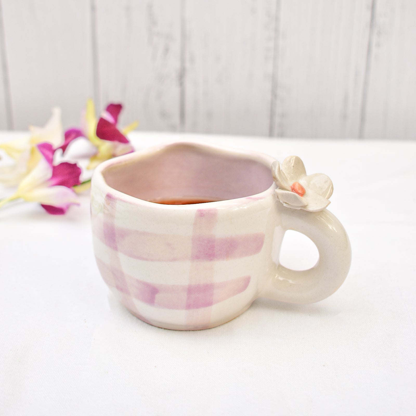 Handmade Ceramic Cups - Daisy Purple