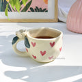 Pinterest Ceramic Mug - White Rose Bush Hearts