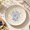 Dessert Plate -  Blue Flower Polka (7 Inches)