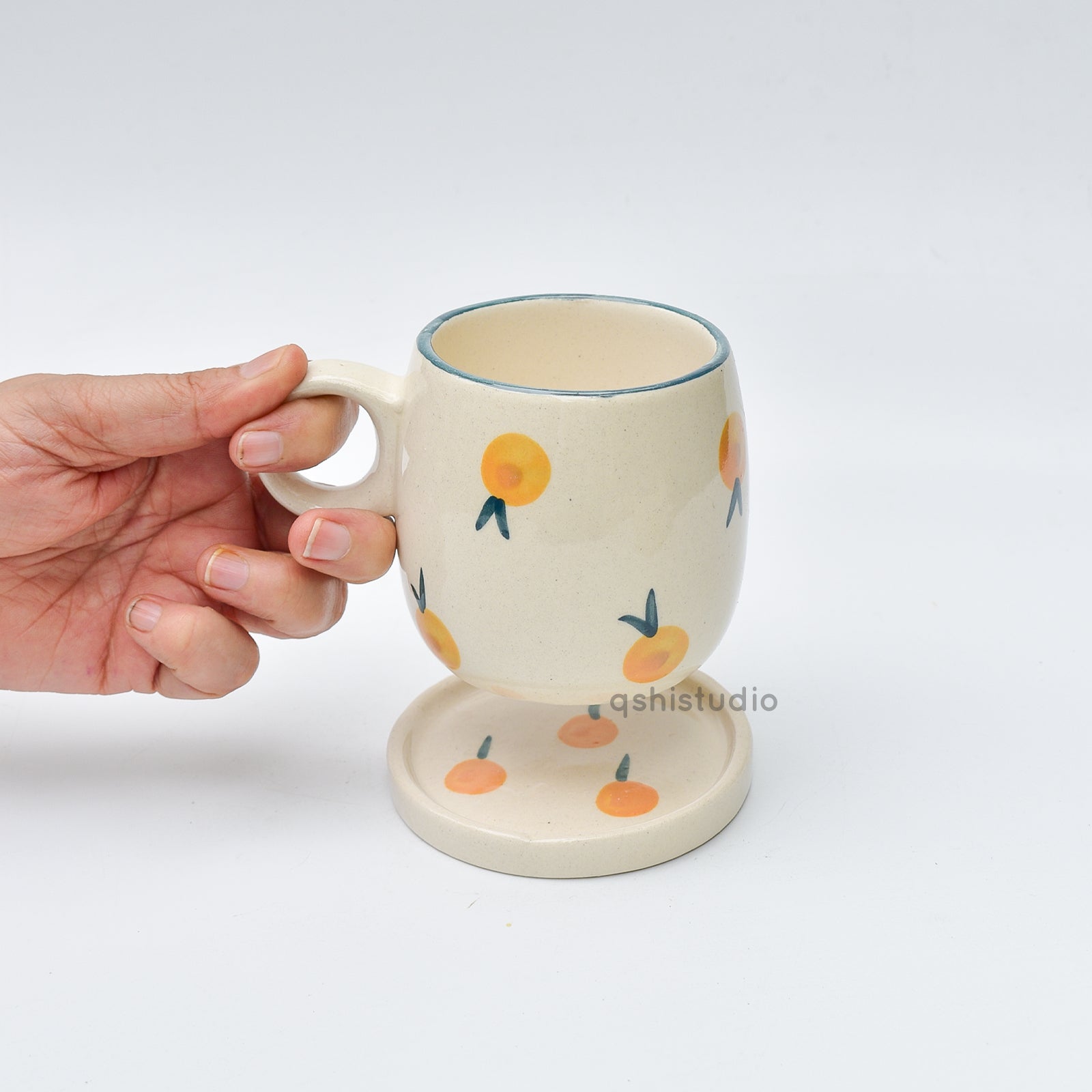 Orange Tea Cup & Small Coaster Set