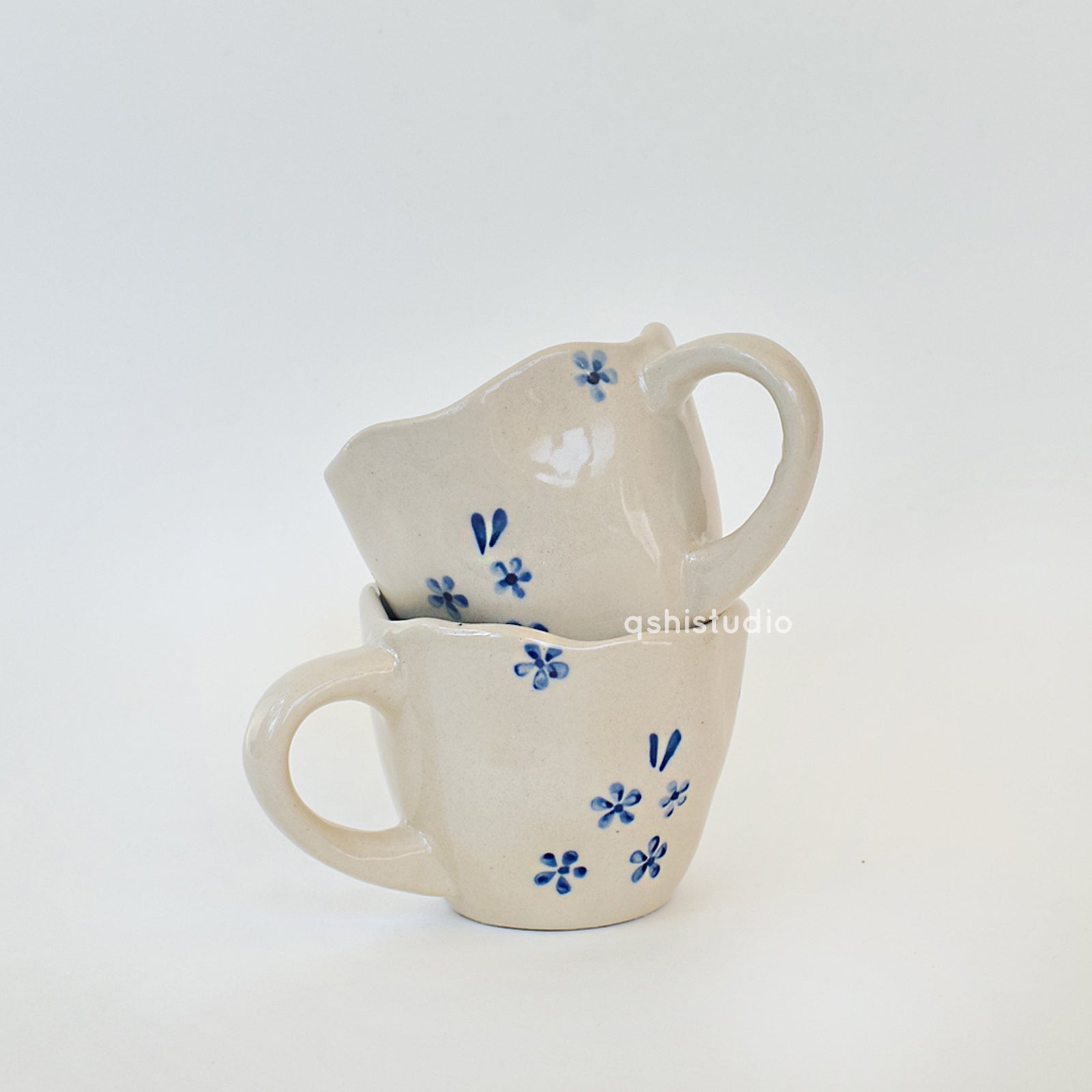 Beautiful Handmade Ceramic Tea Cups - Periwinkle