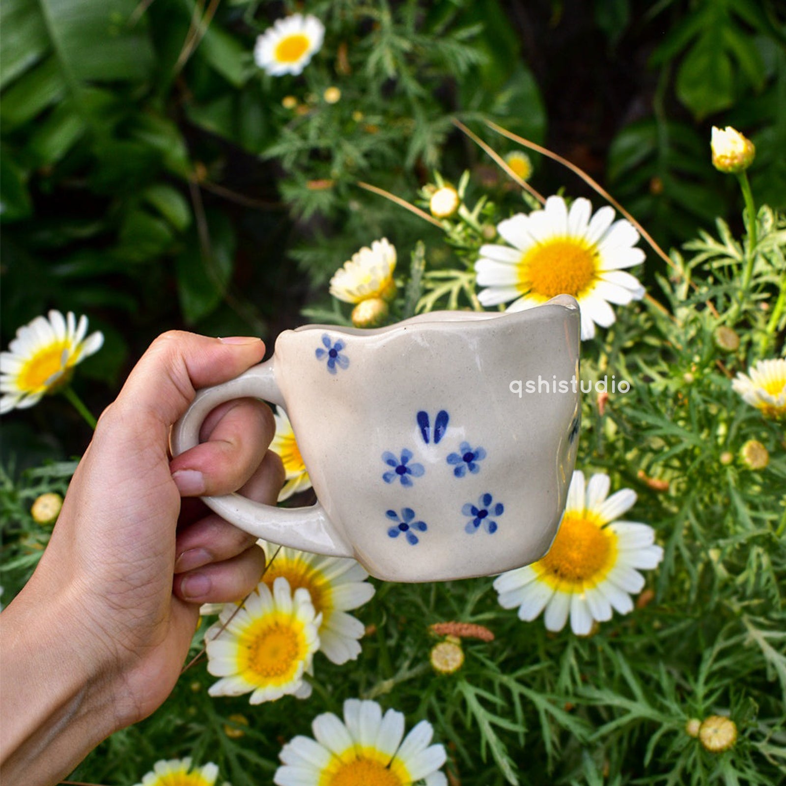 Beautiful Handmade Ceramic Tea Cups - Periwinkle