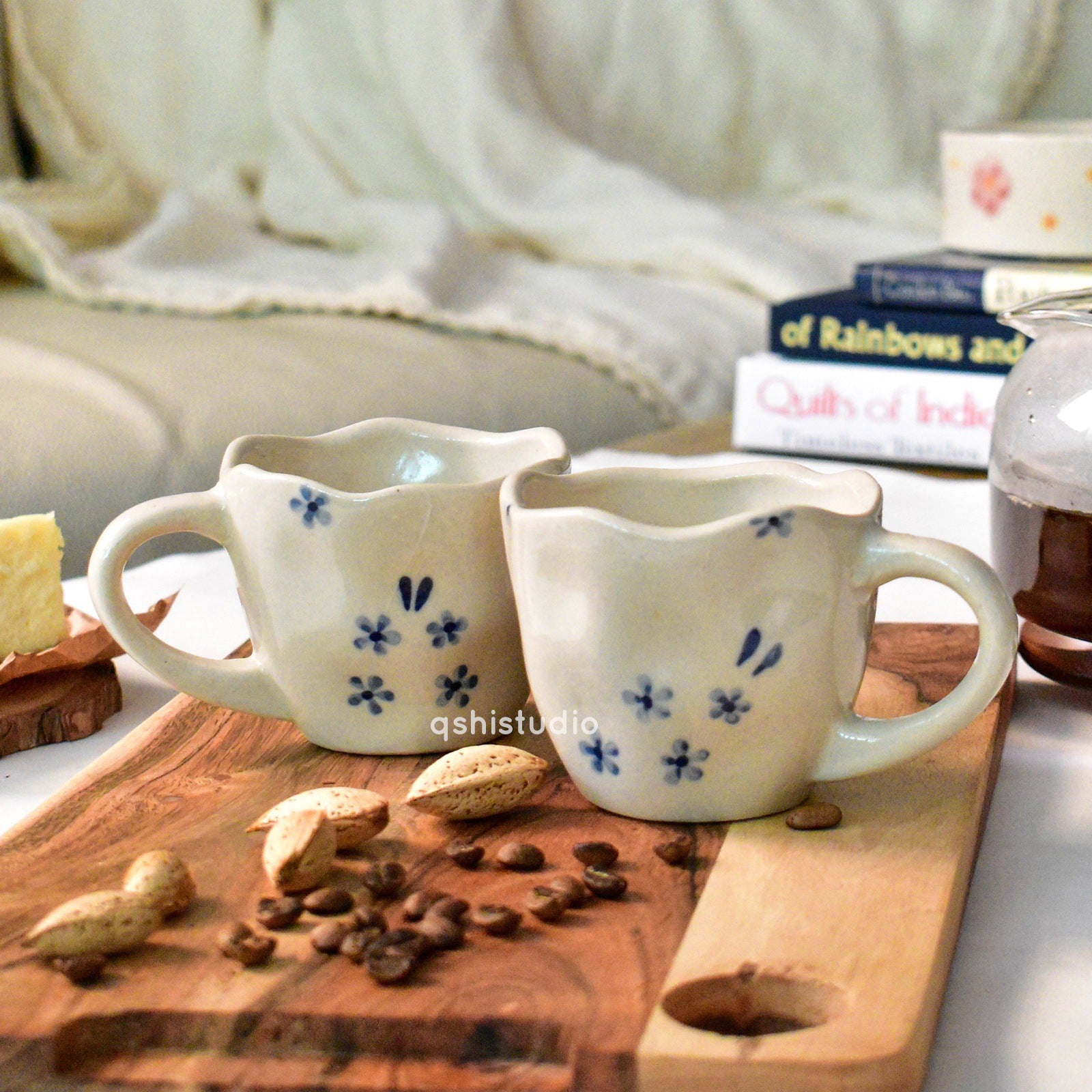 Beautiful Handmade Ceramic Tea Cups - Periwinkle
