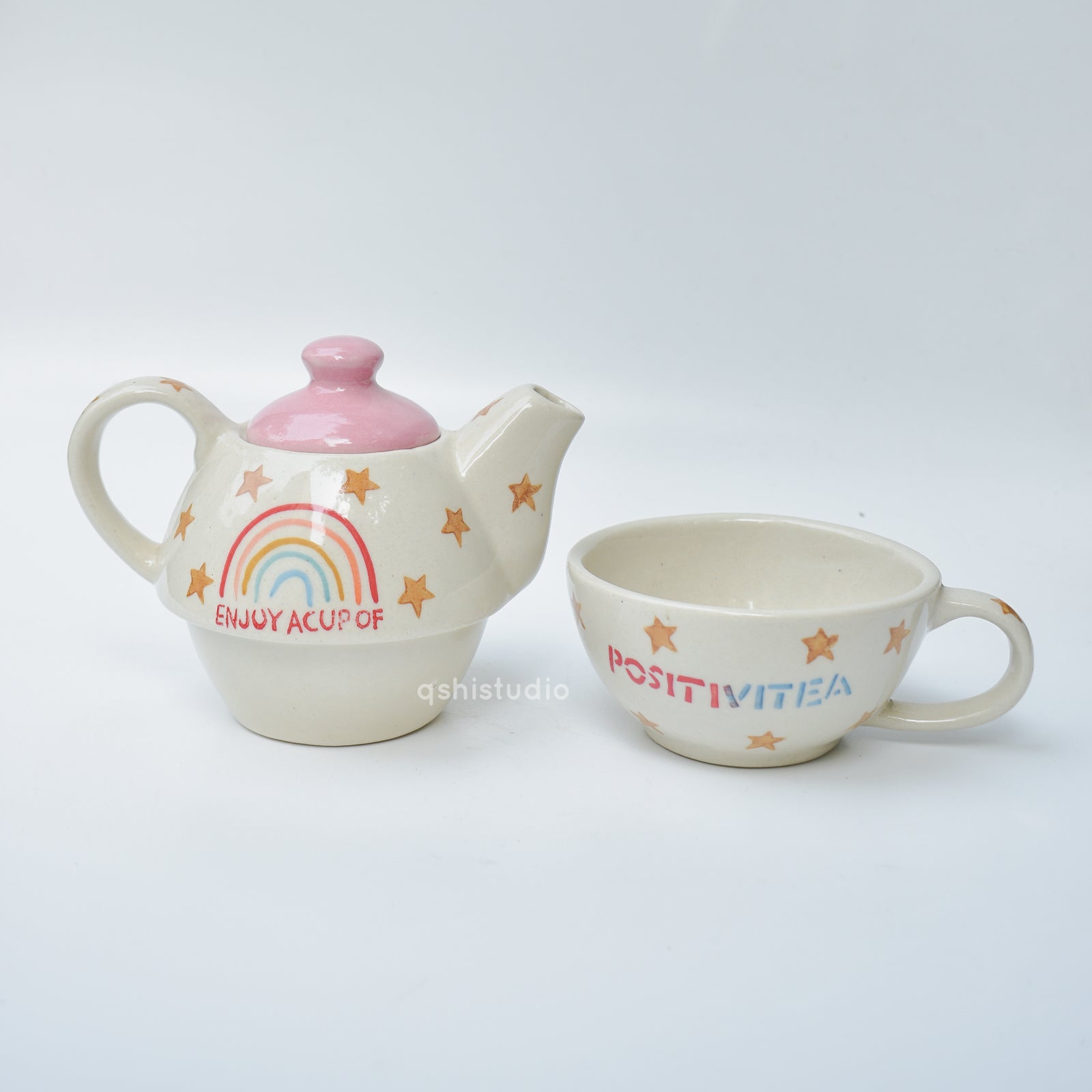 Ceramic Tea Pot & Cup Set - Positivitea