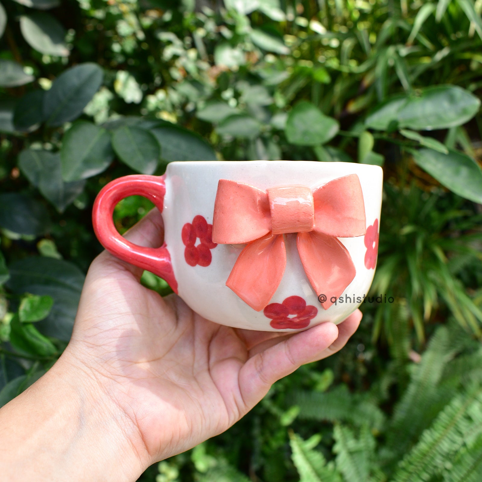 Ceramic Coffee Mug - Bow Orange flower