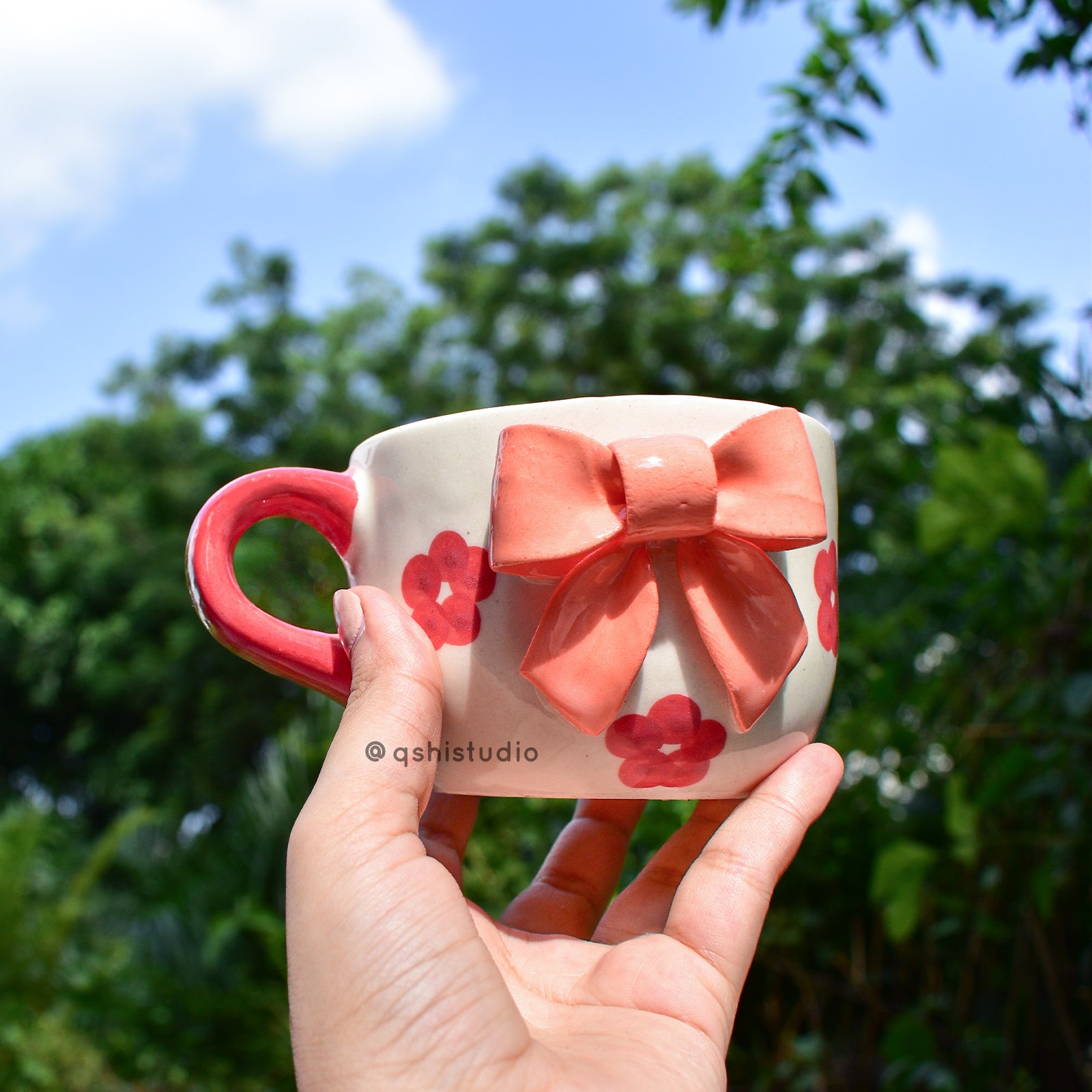 Ceramic Coffee Mug - Bow Orange flower