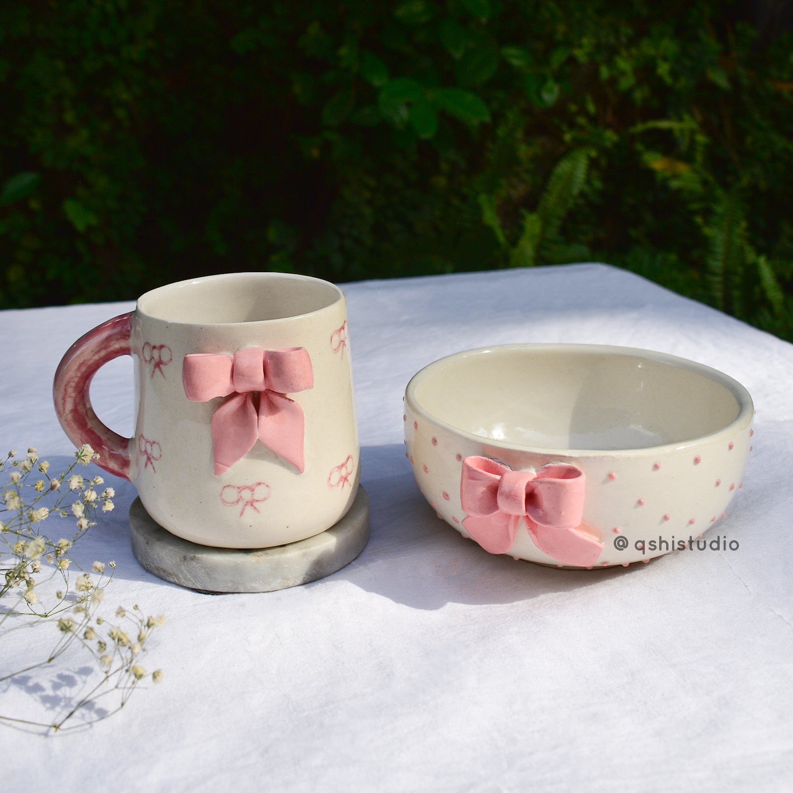 Ceramic Pinterest Bowl - Pink Bow