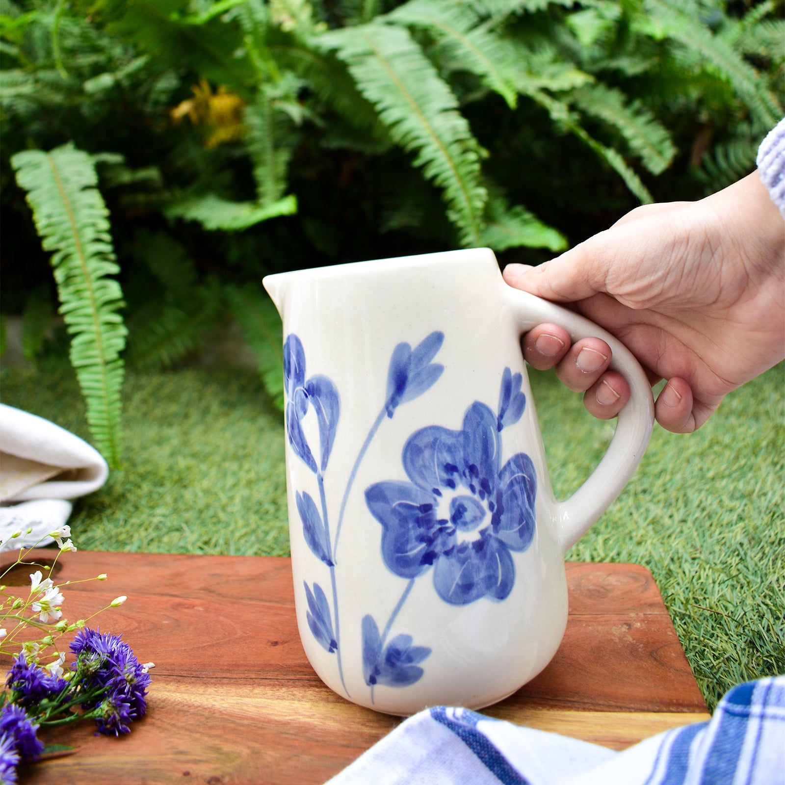 Ceramic Jug - Blue Flower (800 ml)