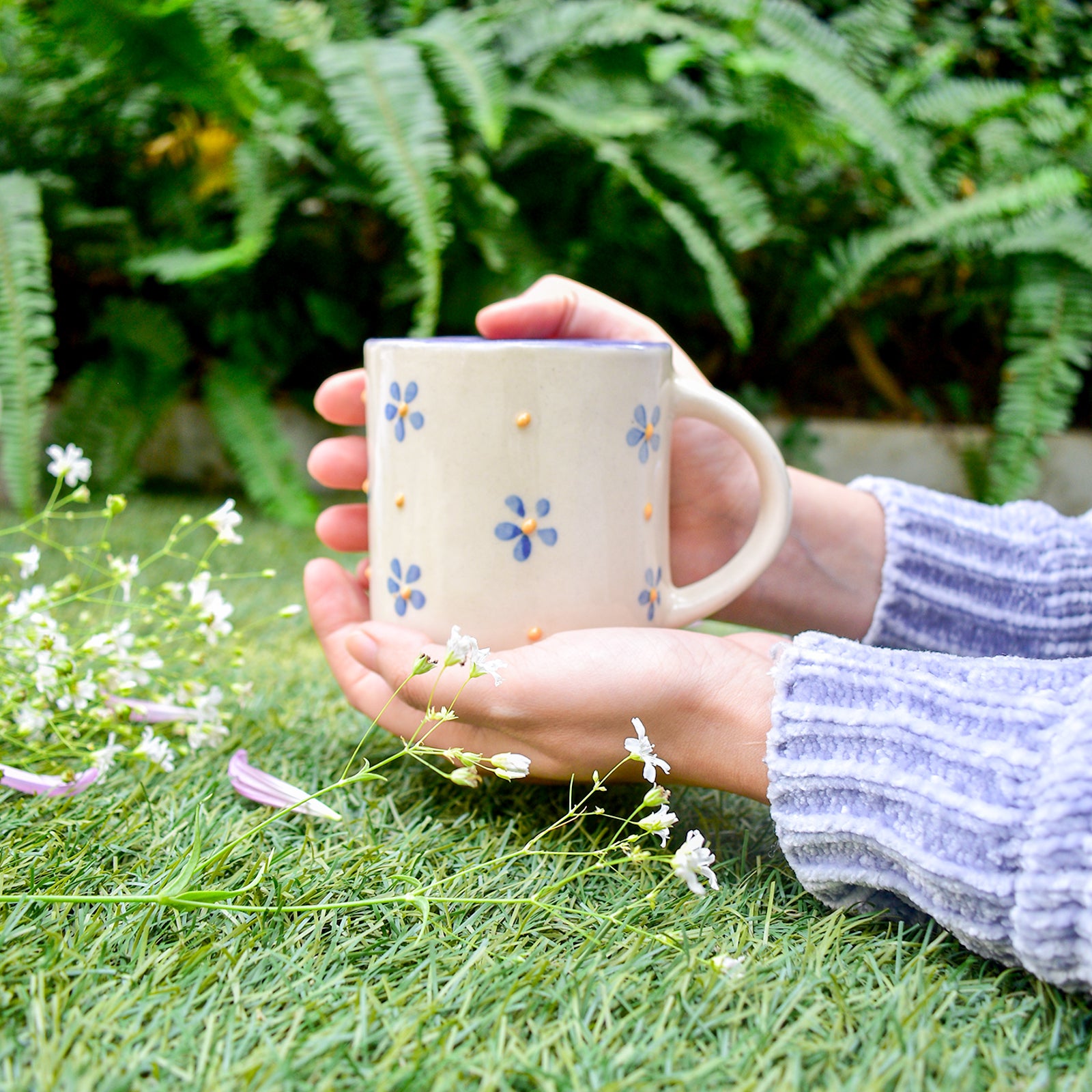 Ceramic Mug  - Lavender Yellow Flower