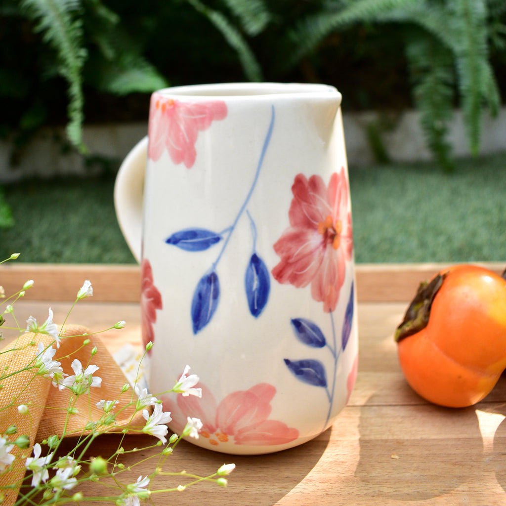 Ceramic Jug/Pitcher - Flower Bunch