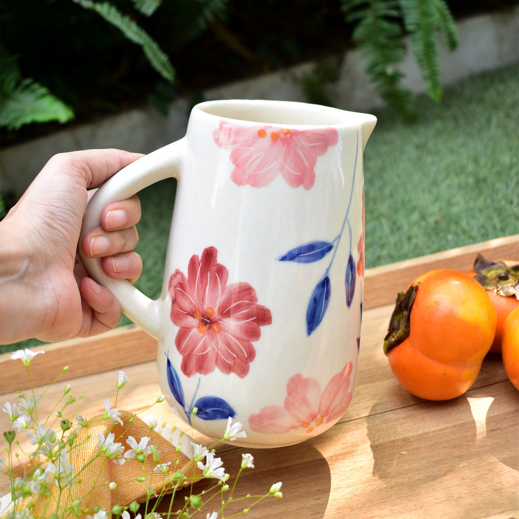 Ceramic Jug/Pitcher - Flower Bunch