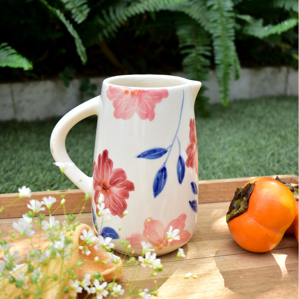 Ceramic Jug/Pitcher - Flower Bunch