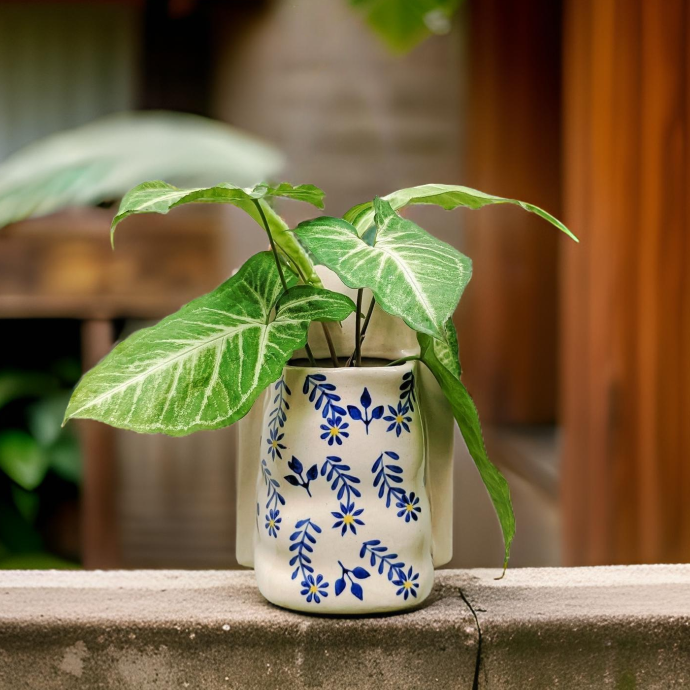 Ceramic Wall Planter - Indigo