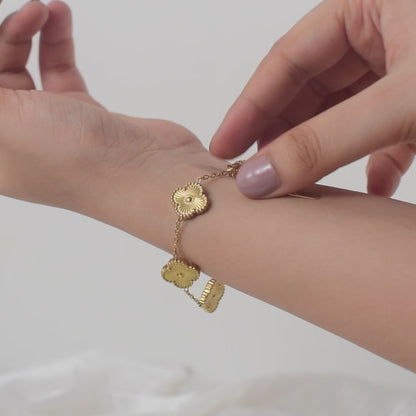 Clover Charm Gold Bracelet for Women
