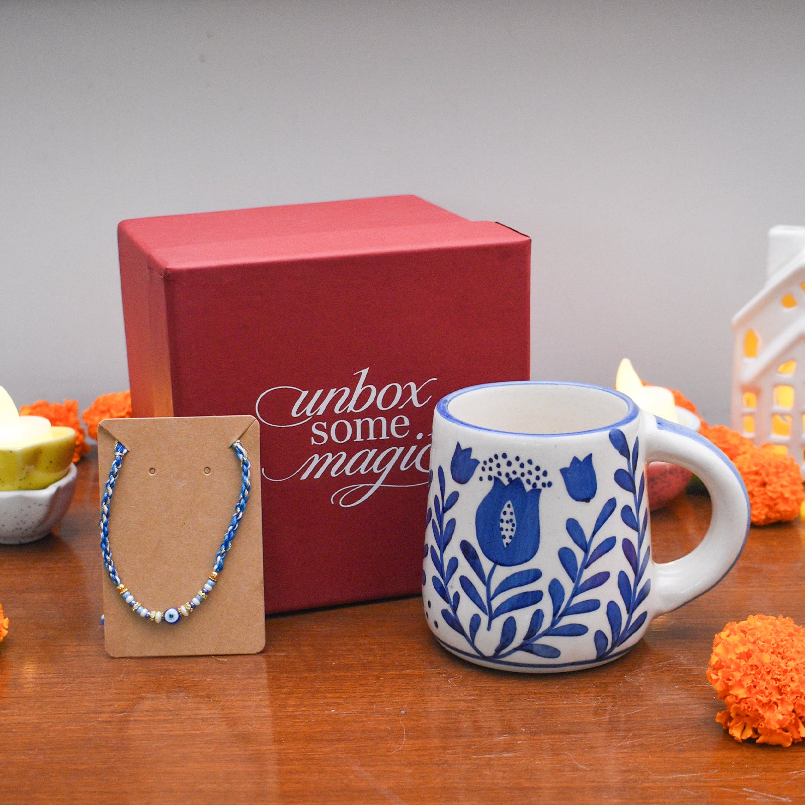 Blue Anar Mug & Rakhi Gift Box