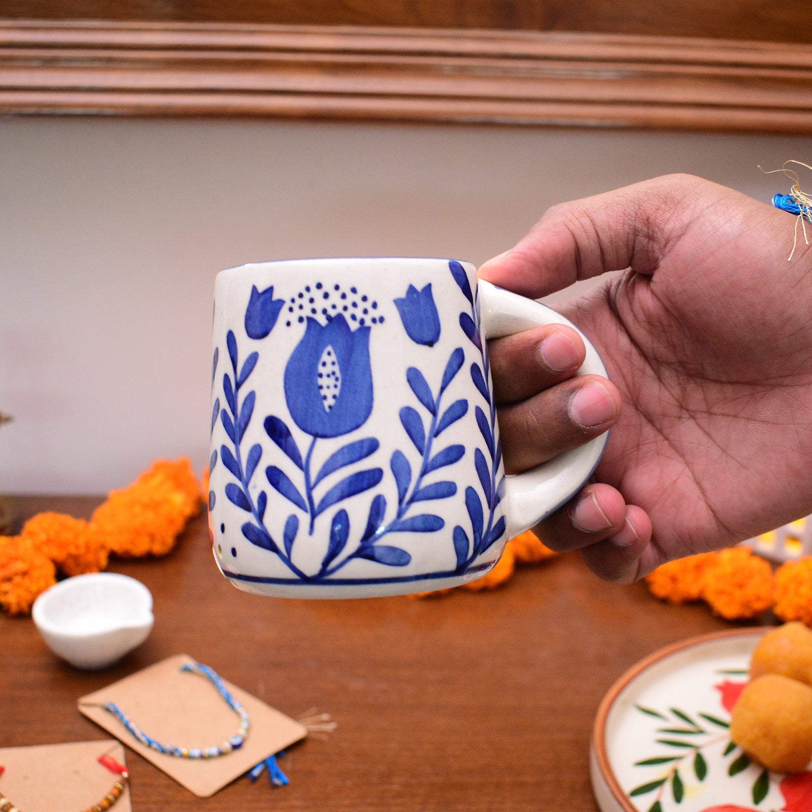 Blue Anar Mug & Rakhi Gift Box