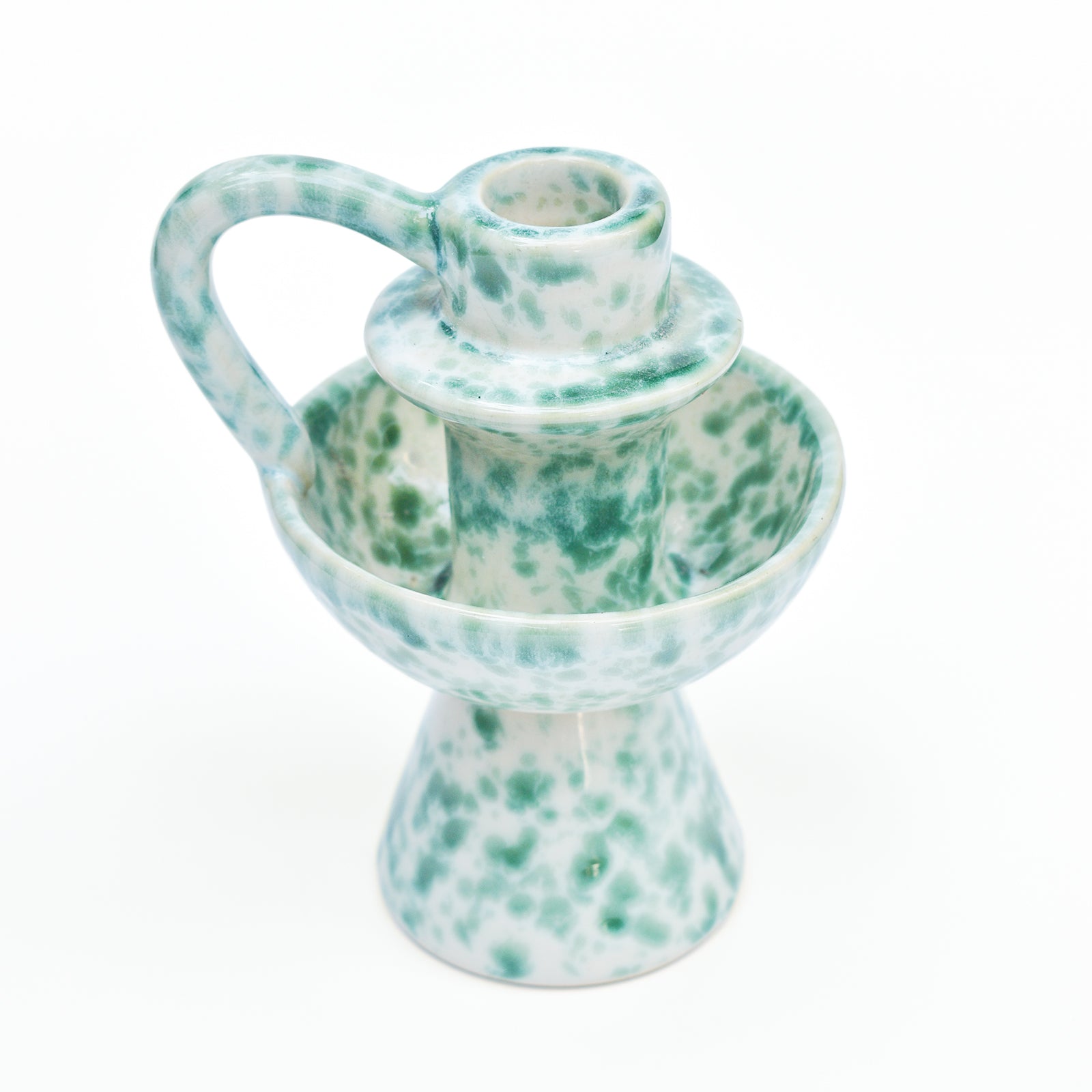 Ceramic Candle holder - Green Speckle