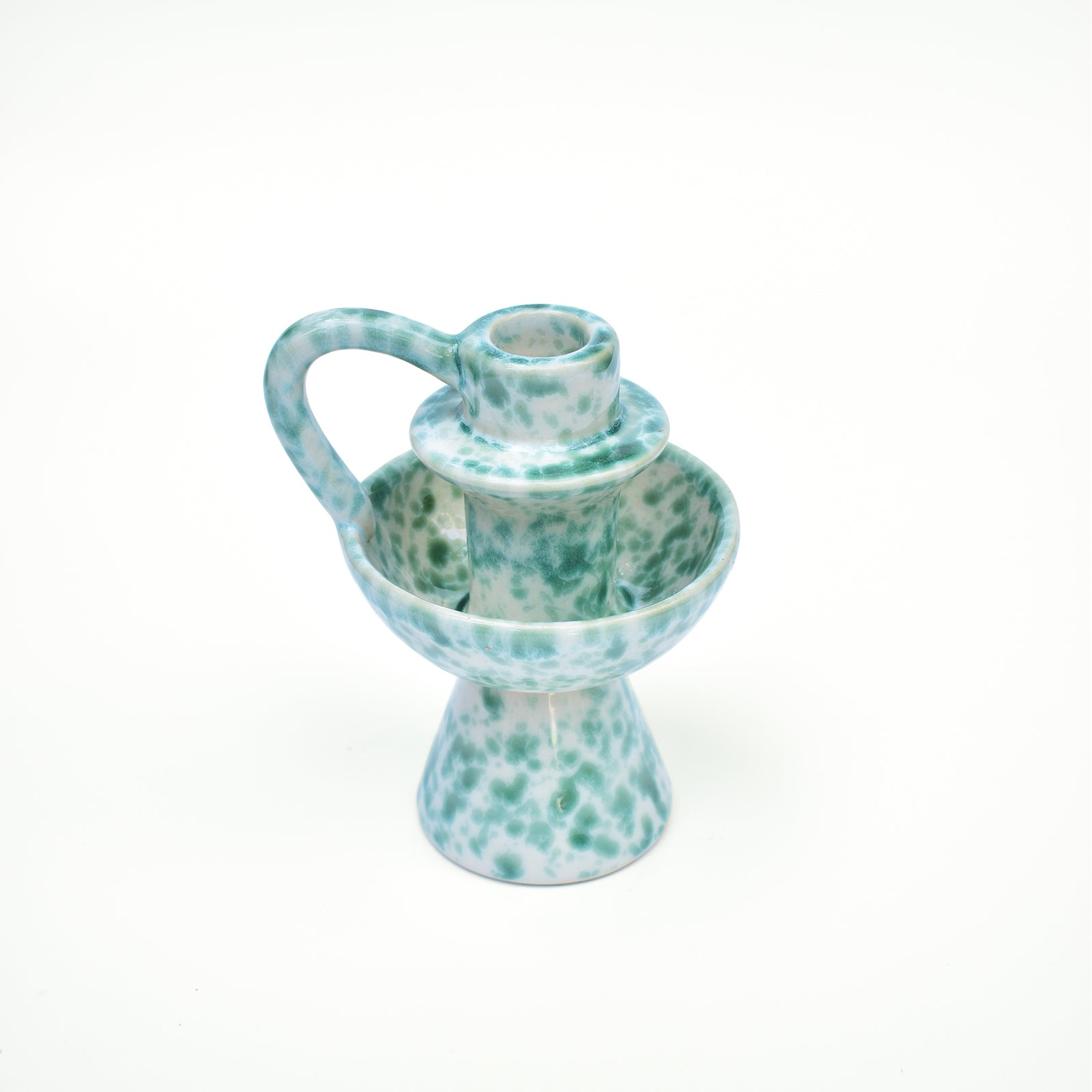 Ceramic Candle holder - Green Speckle