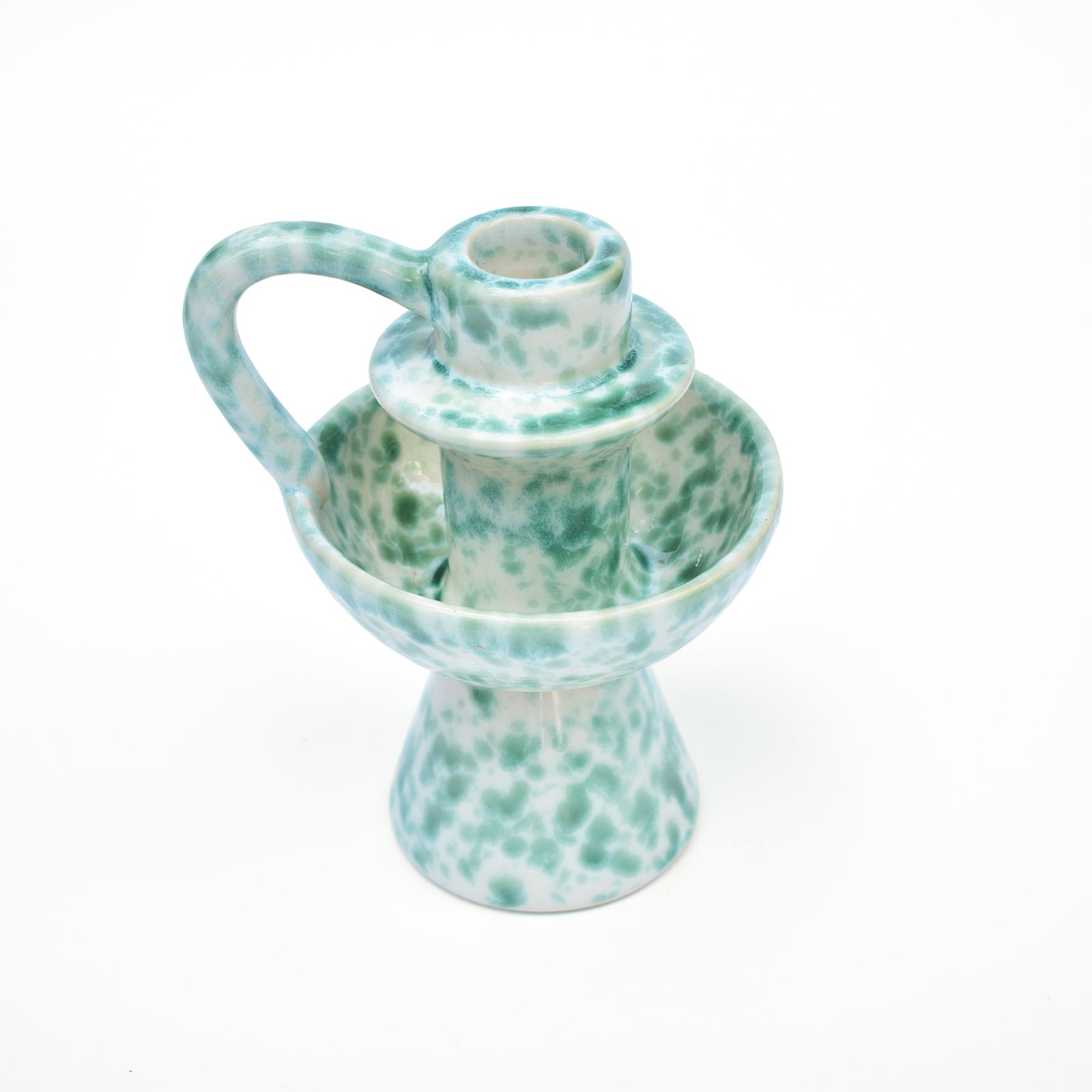 Ceramic Candle holder - Green Speckle