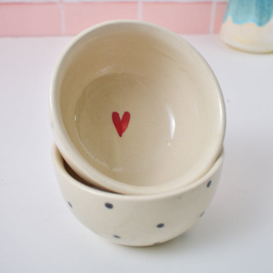 polka love ceramic breakfast bowl