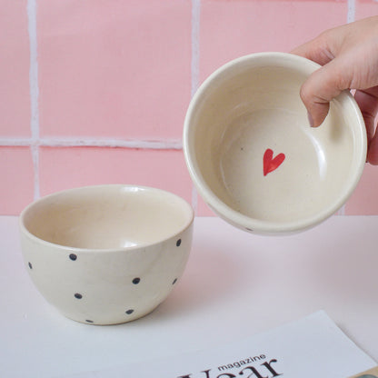 polka love ceramic breakfast bowl