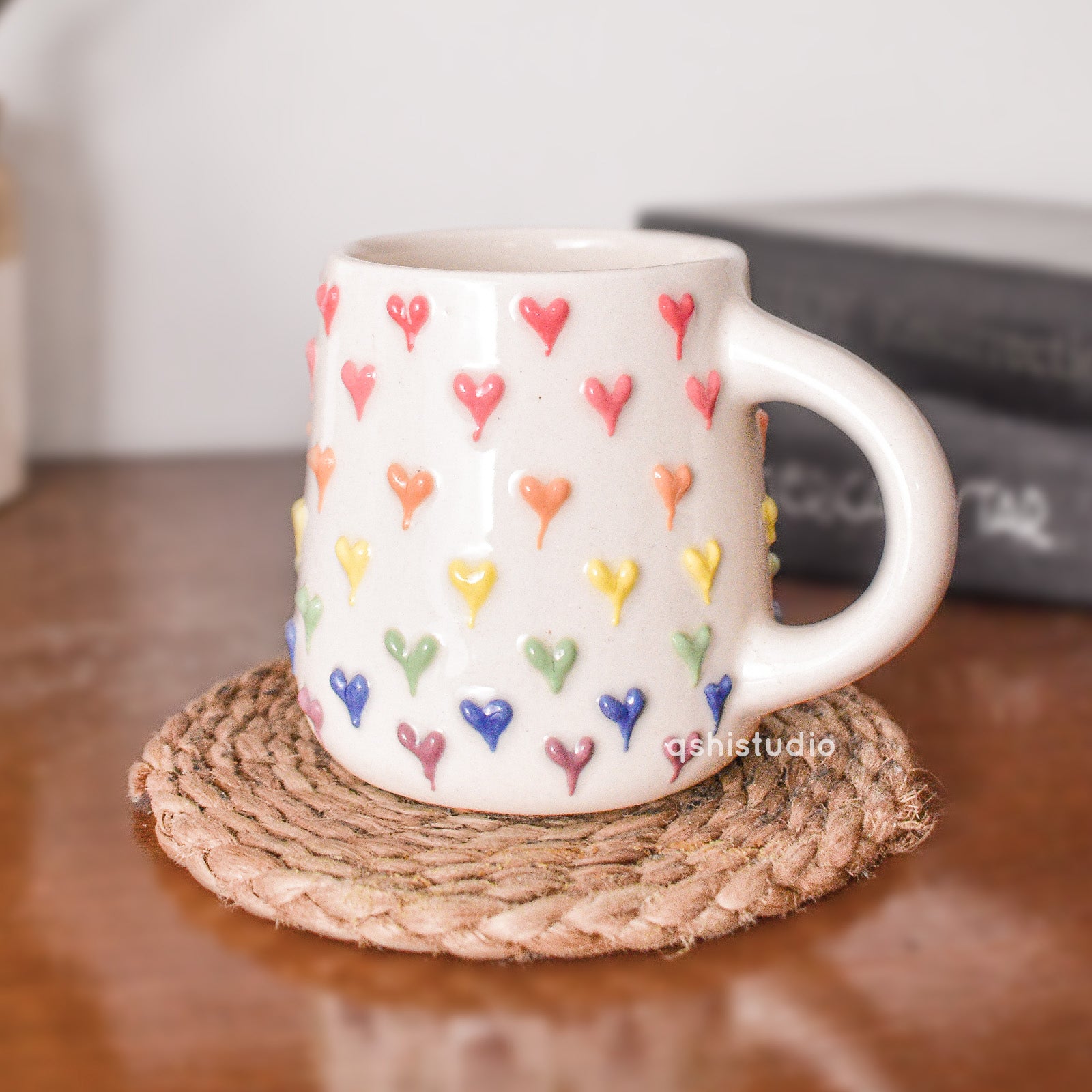Handmade Ceramic Mug - Rainbow Heart
