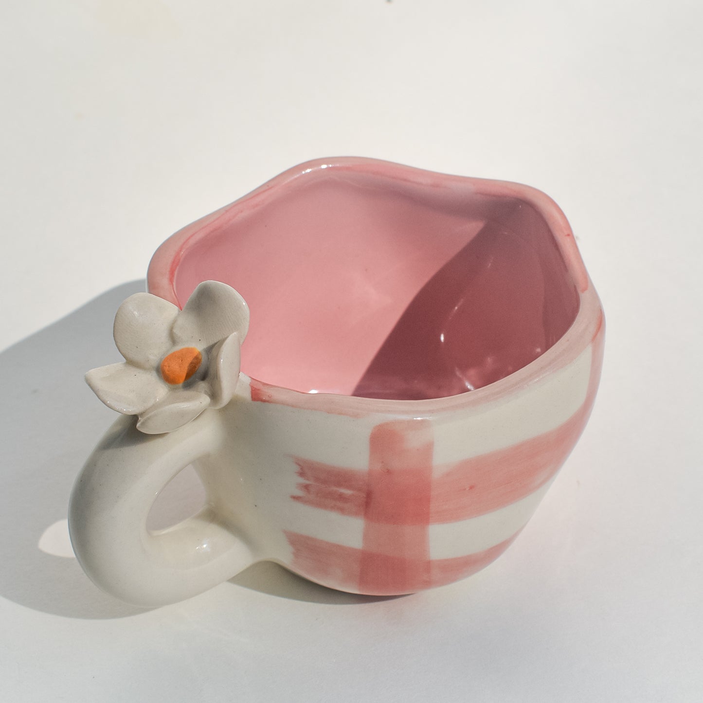 Handmade Ceramic Mug - Daisy (Red)