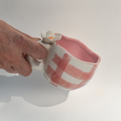 Handmade Ceramic Mug - Daisy (Red)