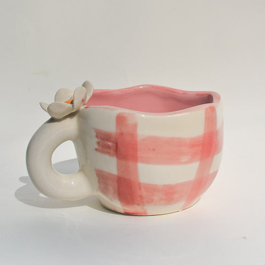 Handmade Ceramic Mug - Daisy (Red)