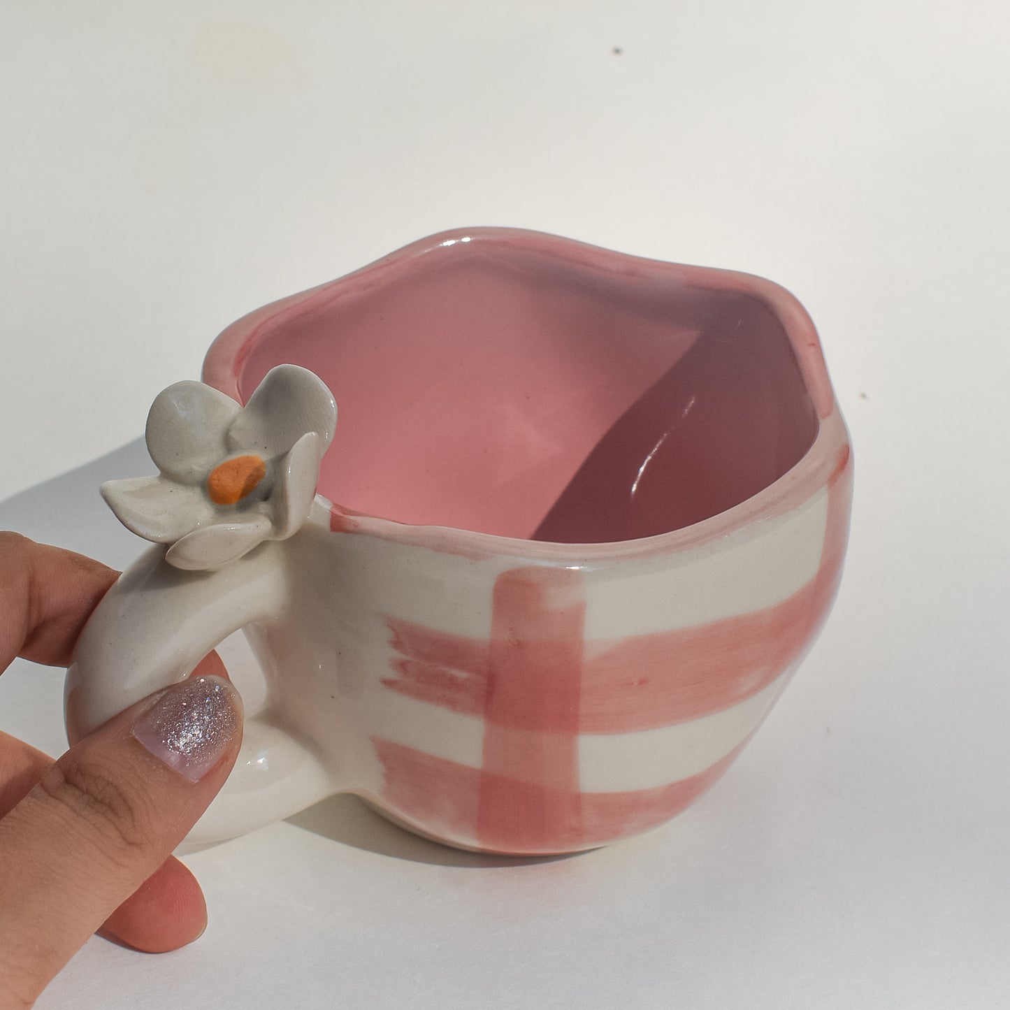 Handmade Ceramic Mug - Daisy (Red)