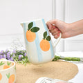 Ceramic Jug - Blue Stripe Orange