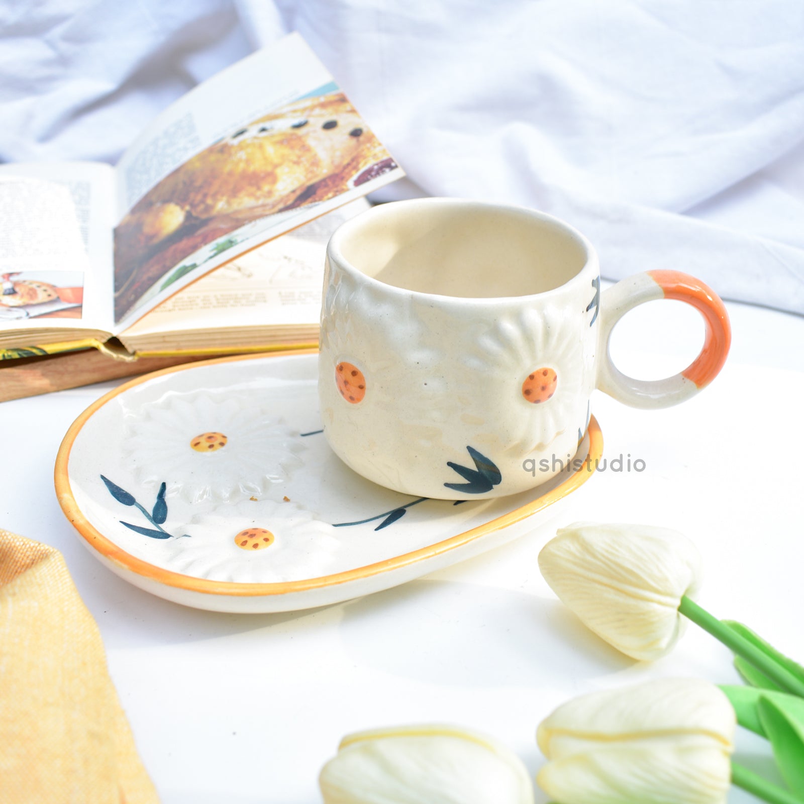 Sunflower 3D Tea Cup & Plate Set
