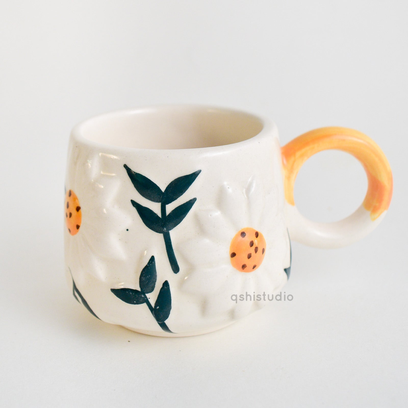 Quirky Handmade Ceramic Coffee Cup - Sunflower