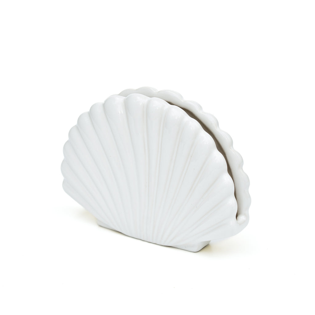 Ceramic Napkin Holder - White Shell