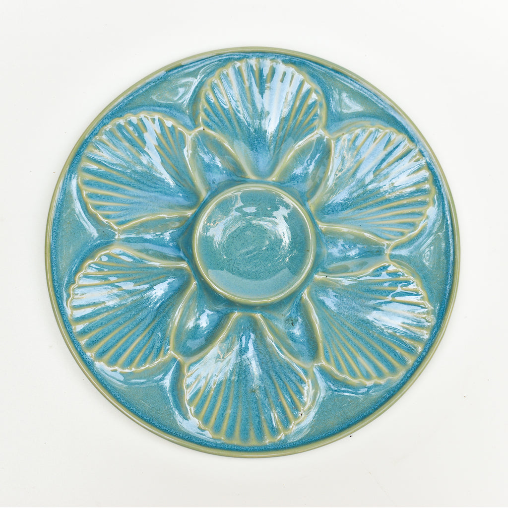 Ceramic Serving Platter - Seashell Teal