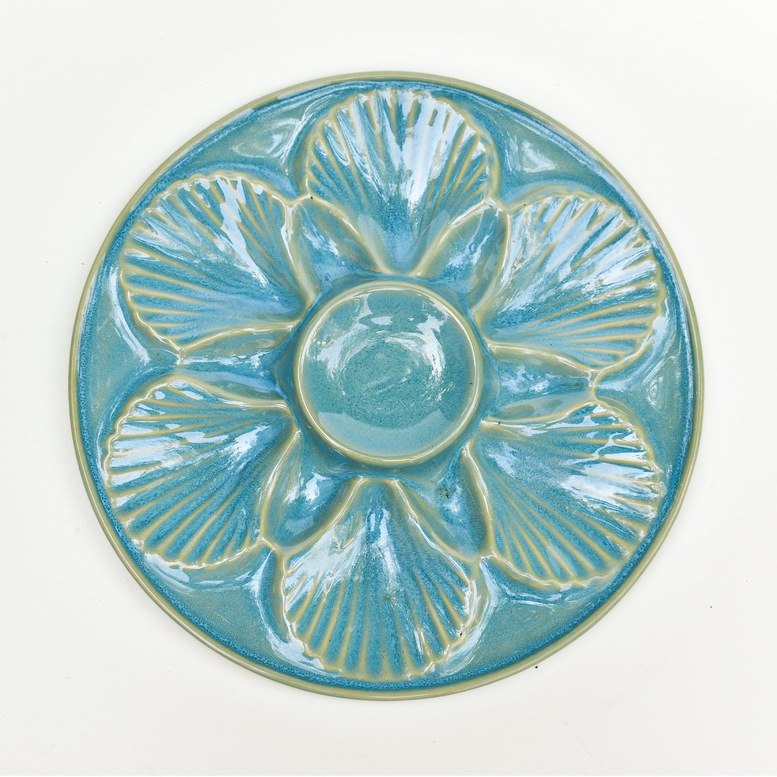 Ceramic Serving Platter - Seashell Teal