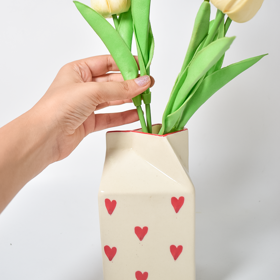 Flower Ceramic Vase - Heart Milk Jug