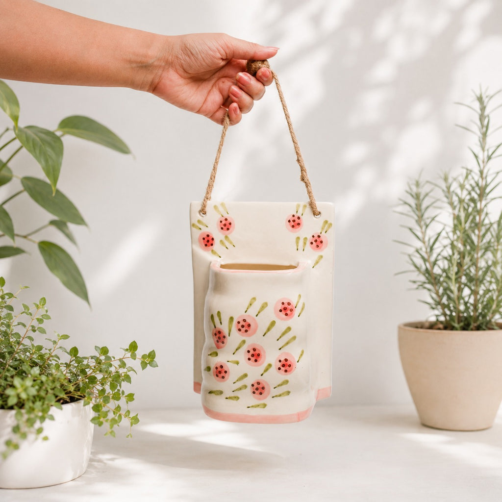 Ceramic Wall Planter - Round Roses