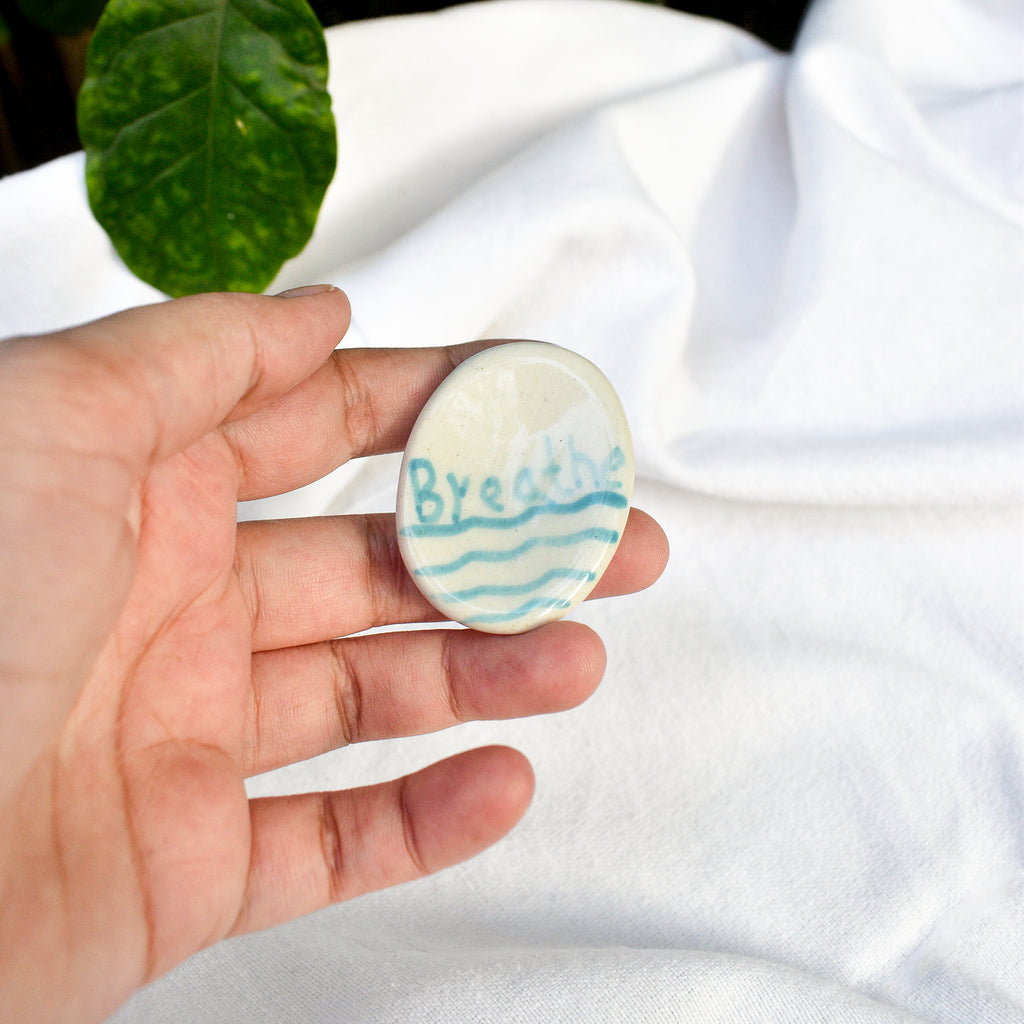 Handcrafted Worry Stone – Anxiety Relief Pebble (Set of 2)