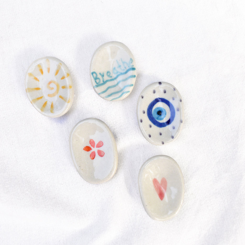 Handcrafted Worry Stone – Anxiety Relief Pebble (Set of 5)